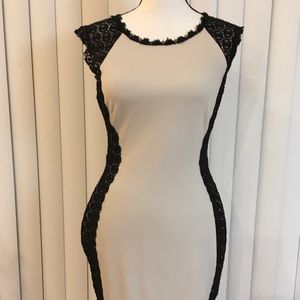 Bailey 44 mini grey sexy dress with black lace design